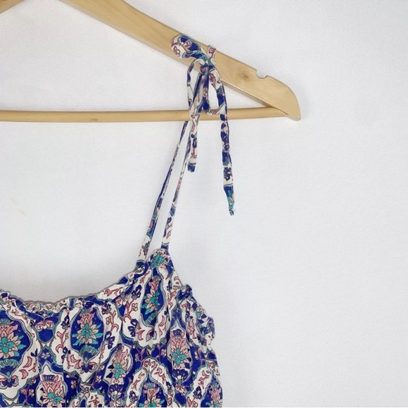 Japna Boho Floral Lightweight Tank Jumpsuit Tie Shoulder, Size XS - Picture 3 of 6